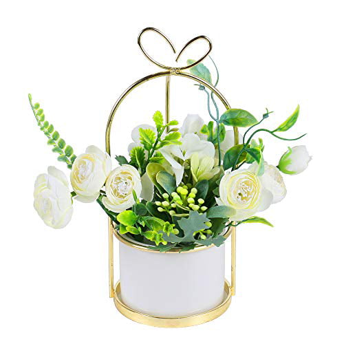 AILANDA Artificial Wisteria Bundle Silk Flowers Stem White Hyacinth Fake Floral Arrangement for Home Wedding Table Greenery Centerpiece 